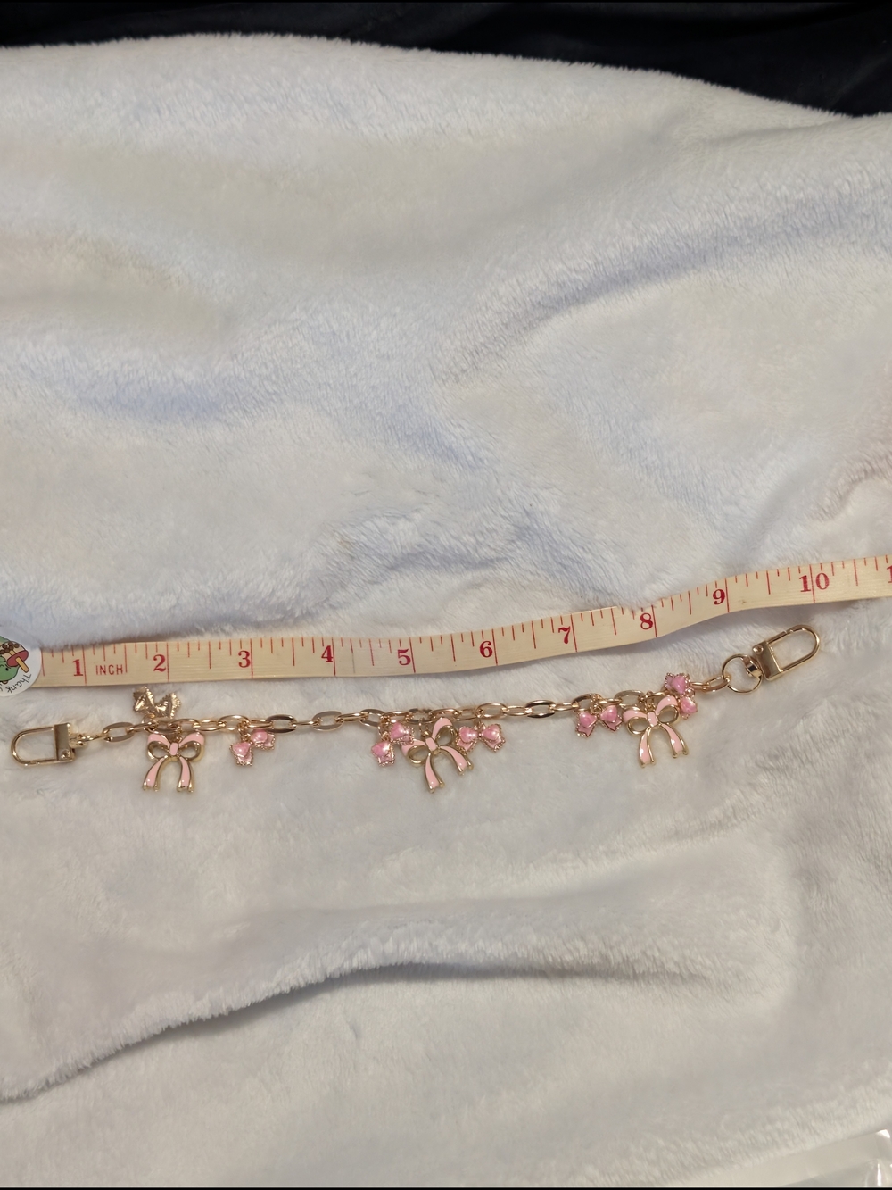 Gold-Tone Pink Bow Charm Purse/ Wallet Bag Extender Chain - Picture 2 of 3